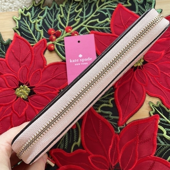 Amazon.com: Kate Spade New York Leila Large Continental  Brand New Kate Spade Genuine Leather Rose Smoke Large Zip Around Wallet